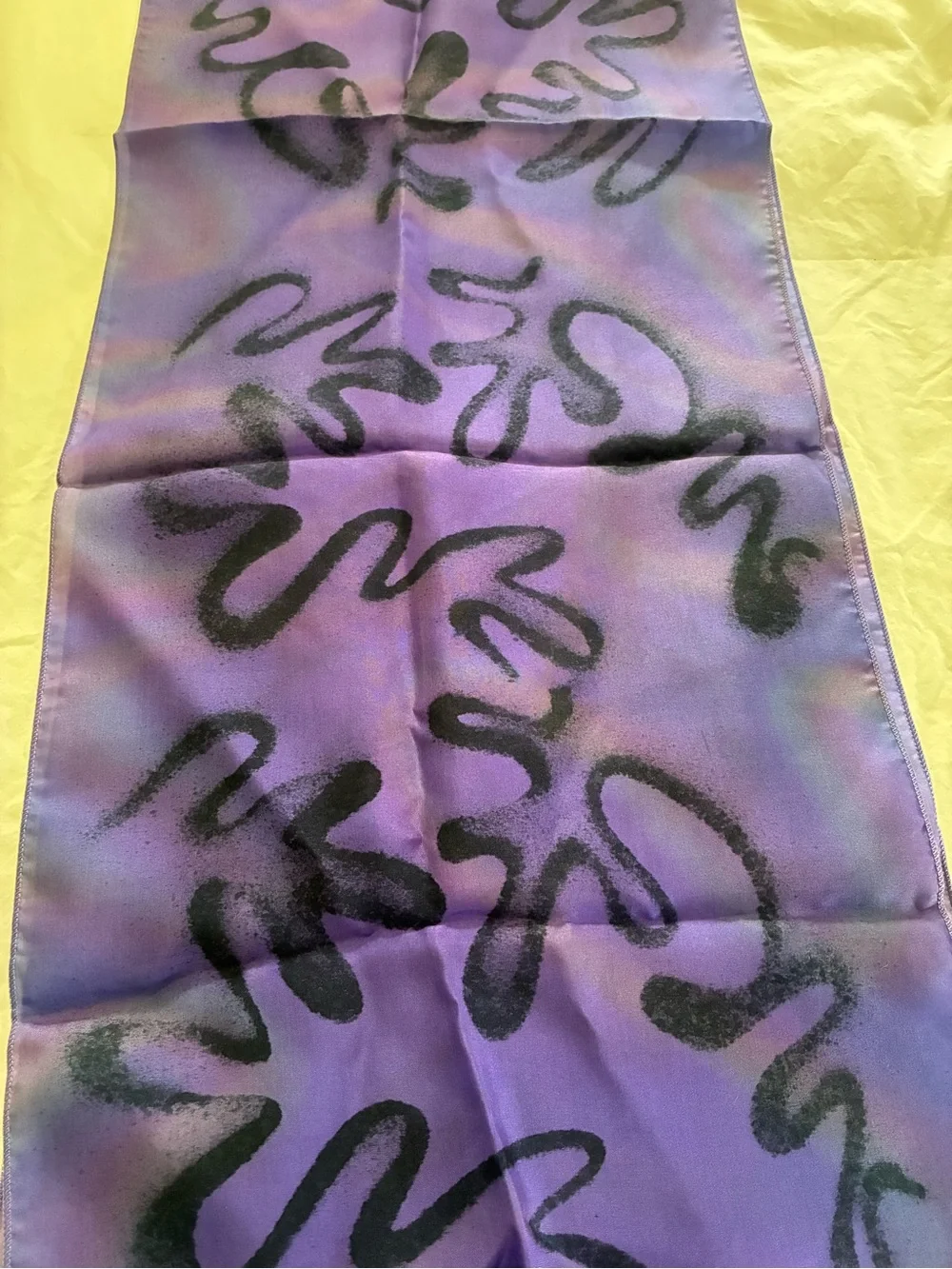 1980s Vintage Cleo France hand painted silk scarf
